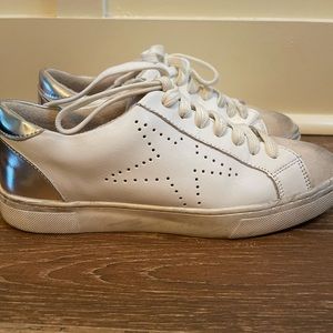 Steve Madden white distressed sneakers